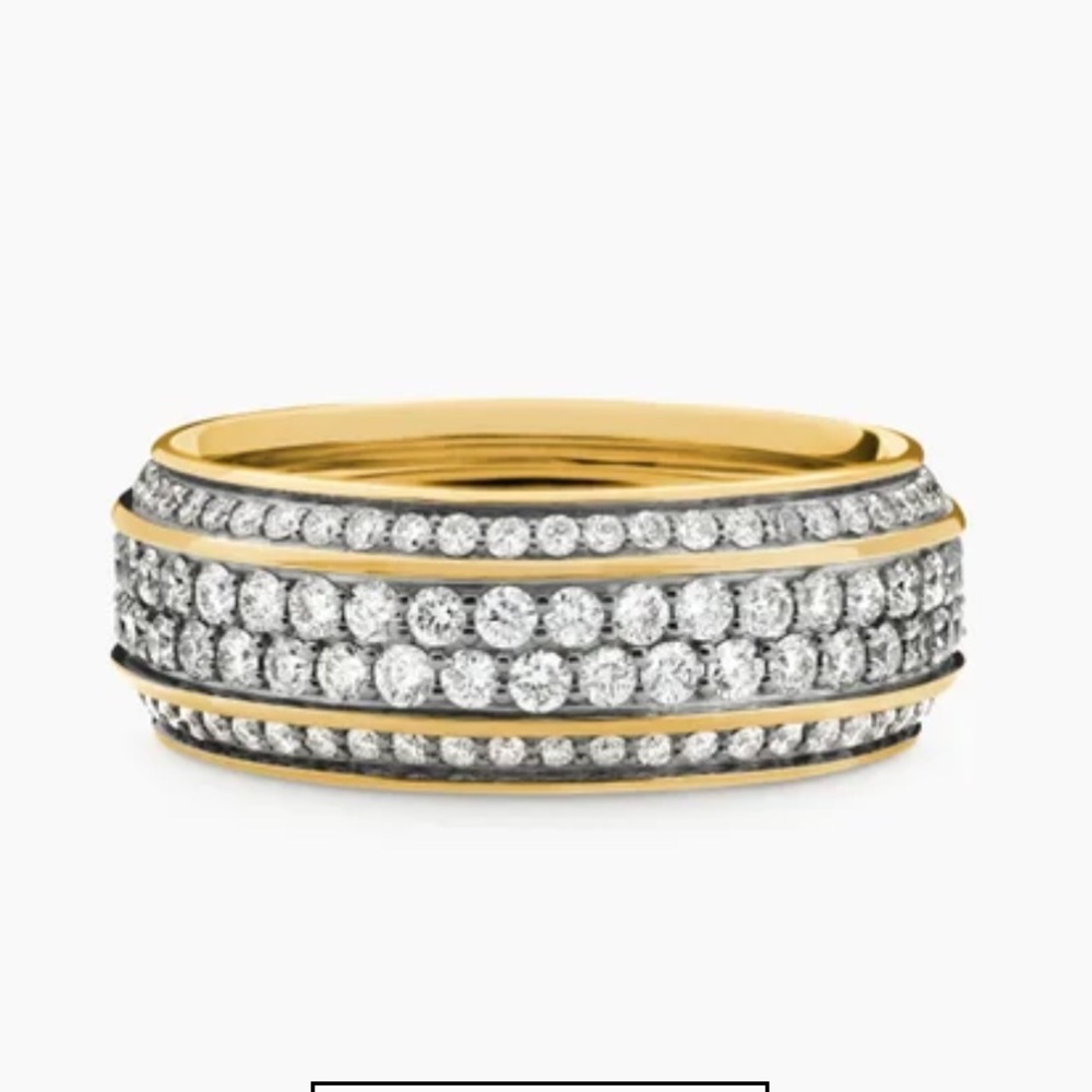 David Yurman Beveled Band 18K Gold w/ Pavé Diamonds sz 12 (no offers under 3k)